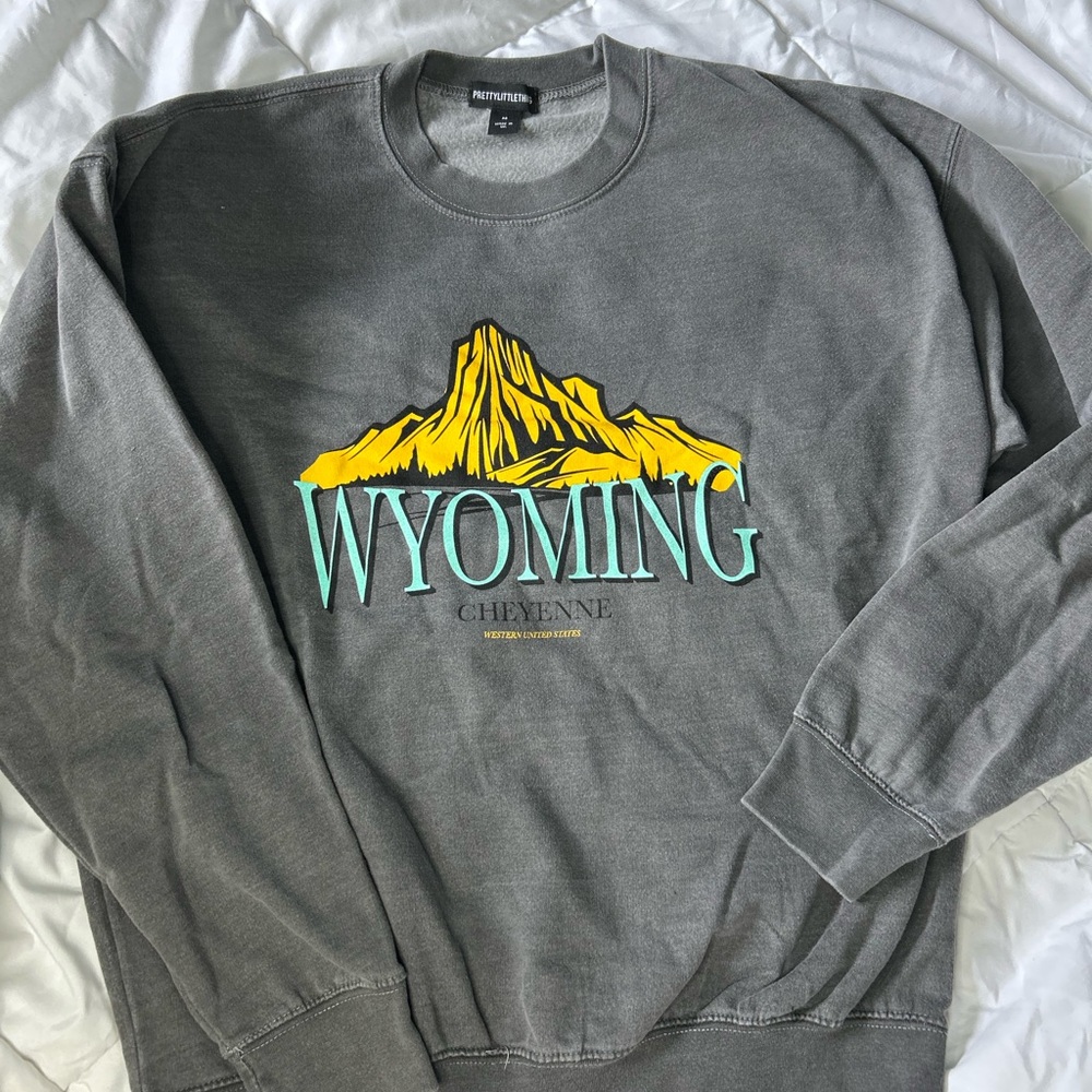 PrettyLittleThing Gray and Yellow Graphic Sweatshirt